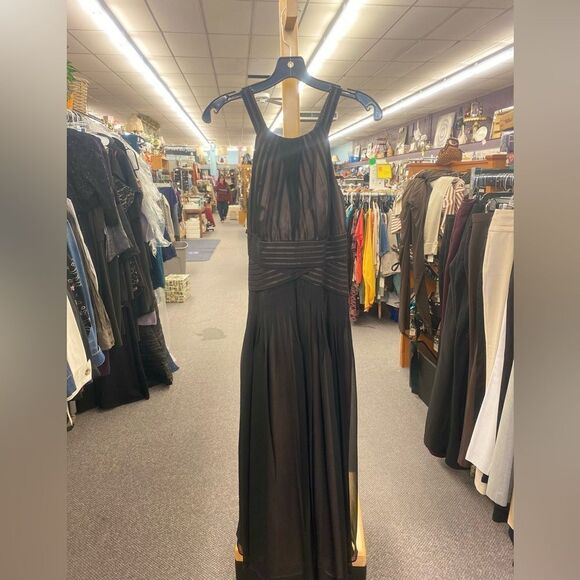 Anne Klein Ladies 6 Black & Nude Tea Length Dress - Picture 1 of 4